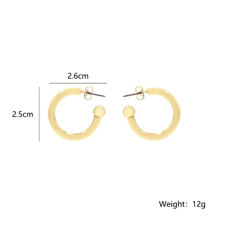 C-Shaped Gold Plated Brass Earrings