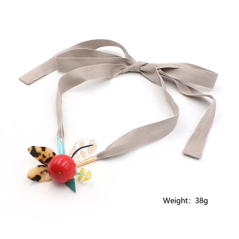 Flower Center Red Ball Charm Necklace