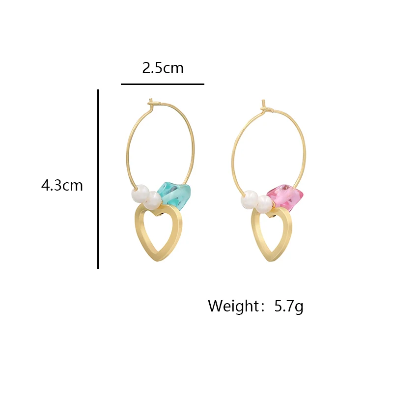 Gold plated brass heart with resin beads earrings