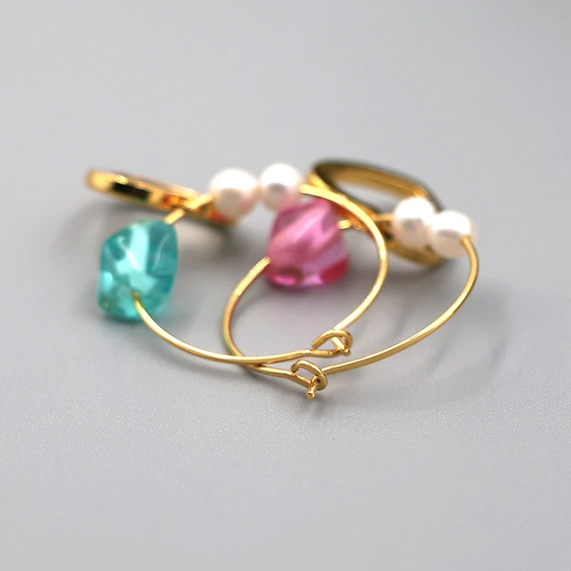 Gold plated brass heart with resin beads earrings
